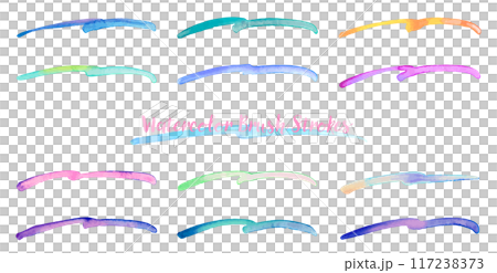 水彩顏料線套裝。霓虹色。向量資料。 117238373