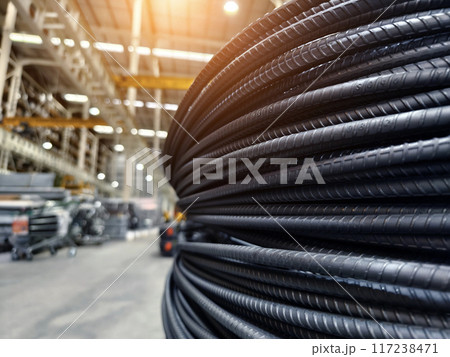 Background of metal bars at the construction warehouse 117238471