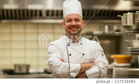 smiling chef standing with arms crossed 117238565
