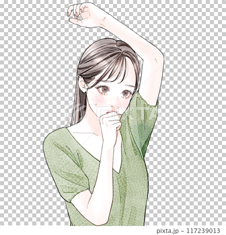 汗のにおいを気にしている女性 汗のにおいを気にしている女性 117239013