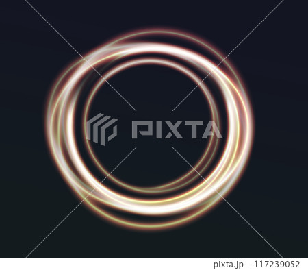 Glowing yellow ring. Sparkle on the dark background. Glowing yellow ring. Sparkle on the dark background. 117239052