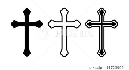 Catholic religious symbol. Outline cross symbol. 117239064