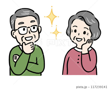 笑顔で明るく喜ぶシニア夫婦 笑顔で明るく喜ぶシニア夫婦 117239141