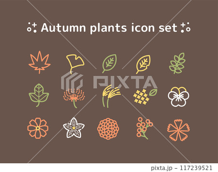 シンプルな秋の植物のアイコンセット_4 117239521