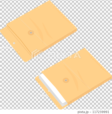 空のマチ付き封筒と書類が入ったマチ付き封筒 117239991