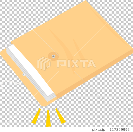 A gusseted envelope containing a thick stack of documents 117239992