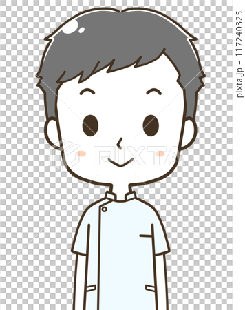 若い男性看護師の上半身イラスト 117240325