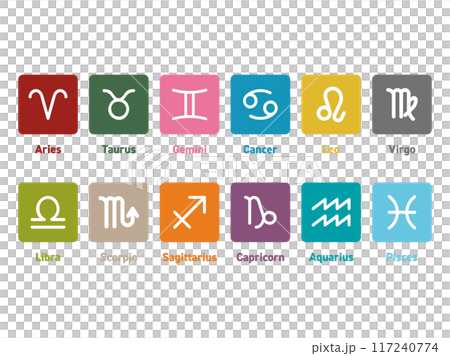 彩色星座 12 星座圖示集與名稱 彩色星座 12 星座圖示集與名稱 117240774