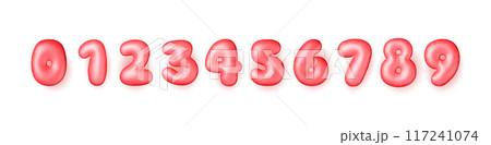 3D red balloon numbers set isolated 3D red balloon numbers set isolated 117241074