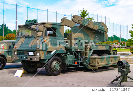 展示される陸上自衛隊の81式短距離地対空誘導弾 117241847