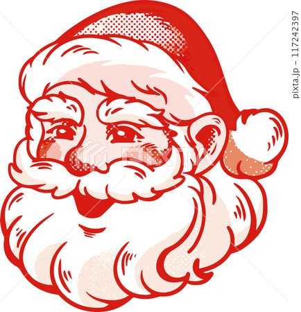 サンタクロース　あしらい　アイコン　飾り　人物　男性　顔　クリスマス　12月　シニア　イラスト素材 117242397