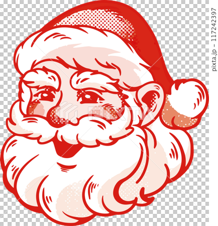 サンタクロース　あしらい　アイコン　飾り　人物　男性　顔　クリスマス　12月　シニア　イラスト素材 117242397
