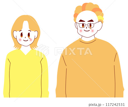 微笑む初老夫婦のカラーイラスト 微笑む初老夫婦のカラーイラスト 117242531