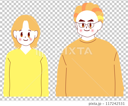 微笑む初老夫婦のカラーイラスト 微笑む初老夫婦のカラーイラスト 117242531