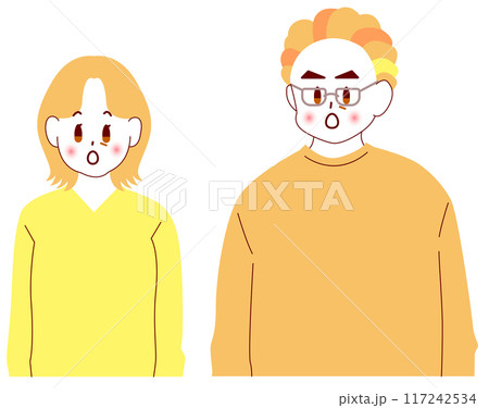 驚く初老夫婦のカラーイラスト 117242534