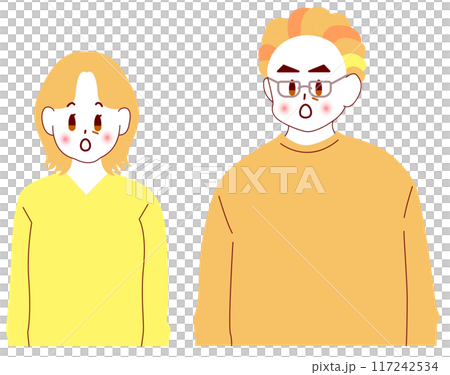 驚く初老夫婦のカラーイラスト 117242534