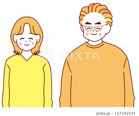 笑顔の初老夫婦のカラーイラスト 117242535