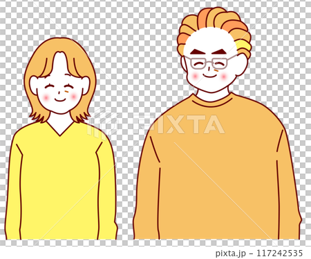 Color illustration of a smiling elderly couple 117242535