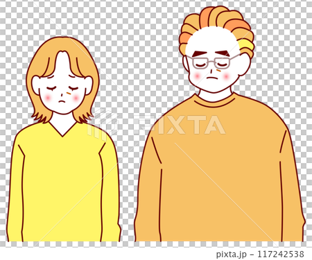 Color illustration of a sad elderly couple Color illustration of a sad elderly couple 117242538