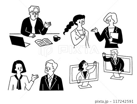 色々なところで働くビジネスパーソンのセット_2 117242591