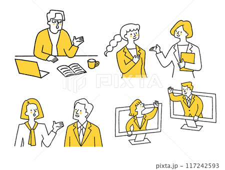 色々なところで働くビジネスパーソンのセット 117242593