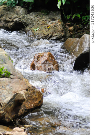 waterfall , river and rock or splash waterfall , river and rock or splash 117242636