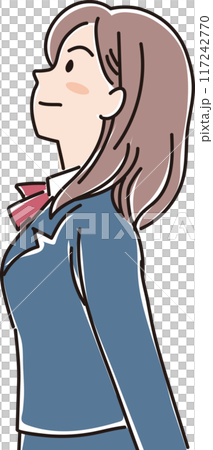 People of various ages_sideways_looking up_students_high school girls_female students 117242770