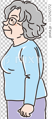 色々な年代の人物_横向き_キリッと上を見上げる_高齢女性_おばあちゃん_70代_80代 117242772