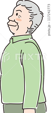 色々な年代の人物_横向き_キリッと上を見上げる_高齢男性_おじいちゃん_70代_80代 117242773