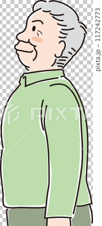 色々な年代の人物_横向き_キリッと上を見上げる_高齢男性_おじいちゃん_70代_80代 117242773