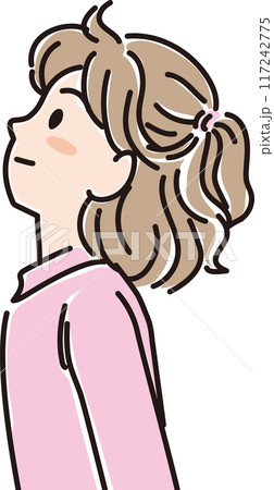 色々な年代の人物_横向き_キリッと上を見上げる_小学生_女の子_女児 色々な年代の人物_横向き_キリッと上を見上げる_小学生_女の子_女児 117242775