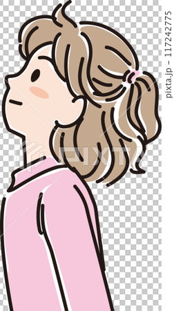 色々な年代の人物_横向き_キリッと上を見上げる_小学生_女の子_女児 色々な年代の人物_横向き_キリッと上を見上げる_小学生_女の子_女児 117242775