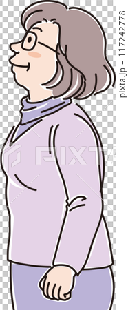 各年齡層的人_側身_猛抬頭_中老年女性_50多歲_60多歲 117242778