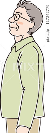 色々な年代の人物_横向き_キリッと上を見上げる_中高年男性_50代_60代 117242779
