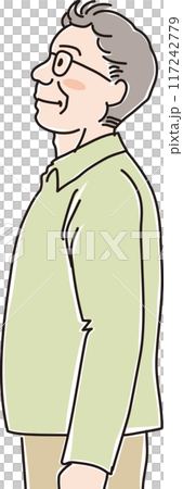 色々な年代の人物_横向き_キリッと上を見上げる_中高年男性_50代_60代 117242779