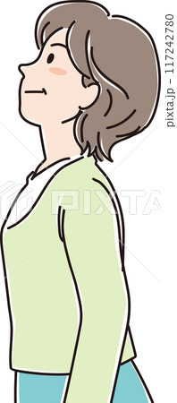 色々な年代の人物_横向き_キリッと上を見上げる_中年女性_40代_50代 117242780
