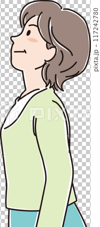 色々な年代の人物_横向き_キリッと上を見上げる_中年女性_40代_50代 117242780