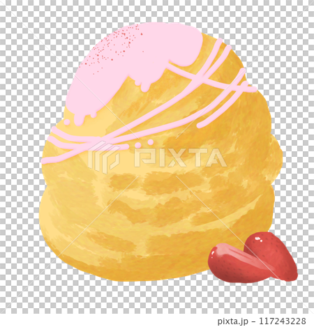 草莓巧克力覆蓋的奶油泡芙的圖像插圖 草莓巧克力覆蓋的奶油泡芙的圖像插圖 117243228