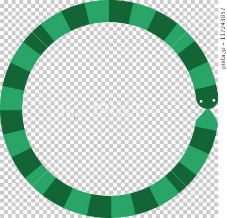 Simple circular frame with a cute green snake, vector illustration Simple circular frame with a cute green snake, vector illustration 117243857