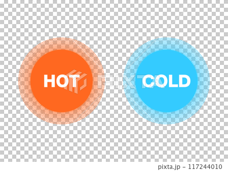 HOT and COLD icons. Temperature button. HOT and COLD icons. Temperature button. 117244010