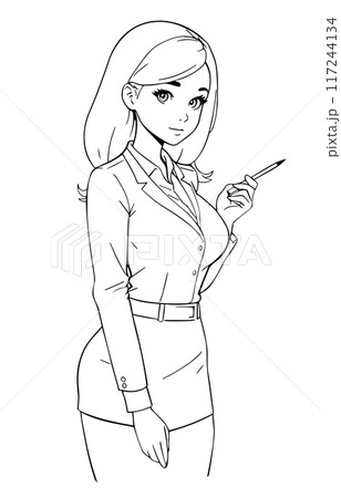 Business style woman outlined vector illustration for your projects. Business style woman outlined vector illustration for your projects. 117244134