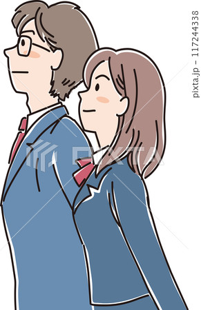 々な年代の人物_横向き_キリッと上を見上げる_高校生男女 々な年代の人物_横向き_キリッと上を見上げる_高校生男女 117244338