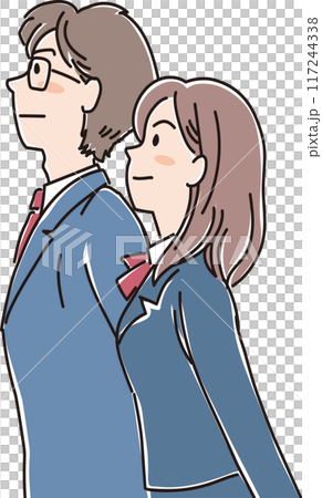 々な年代の人物_横向き_キリッと上を見上げる_高校生男女 々な年代の人物_横向き_キリッと上を見上げる_高校生男女 117244338