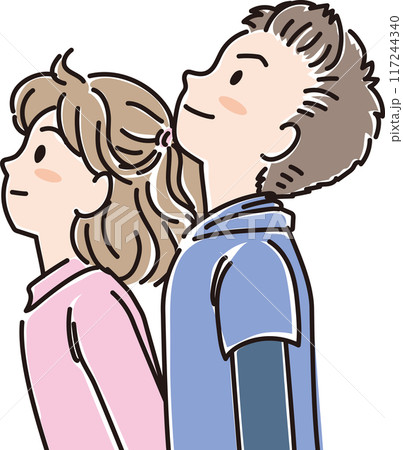 色々な年代の人物_横向き_キリッと上を見上げる_小学生男女_子ども 117244340