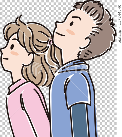 色々な年代の人物_横向き_キリッと上を見上げる_小学生男女_子ども 117244340
