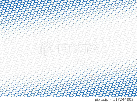 揺れるドットグラデーション。ブルーのアブストラクト背景。特殊なスクリーントーン。 117244802