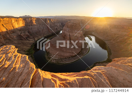 Horseshoe Bend and orange rocks at sunset, Page, Arizona, USA Horseshoe Bend and orange rocks at sunset, Page, Arizona, USA 117244914