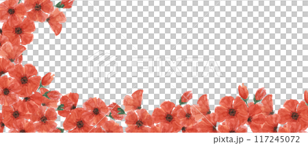 Red poppies web template banner. Poppy day flower compositions. Hand drawn watercolor illustration for card, design, commemorative events, US memorial day, Anzac day, flyers, banners, sale Red poppies web template banner. Poppy day flower compositions. Hand drawn watercolor illustration for card, design, commemorative events, US memorial day, Anzac day, flyers, banners, sale 117245072