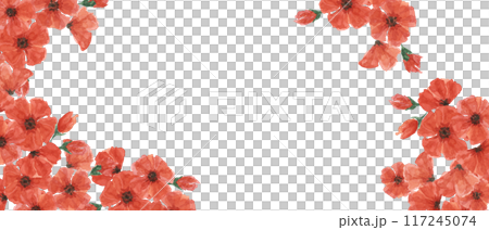 Red poppies web template banner. Poppy day flower compositions. Hand drawn watercolor illustration for card, design, commemorative events, US memorial day, Anzac day, flyers, banners, sale Red poppies web template banner. Poppy day flower compositions. Hand drawn watercolor illustration for card, design, commemorative events, US memorial day, Anzac day, flyers, banners, sale 117245074