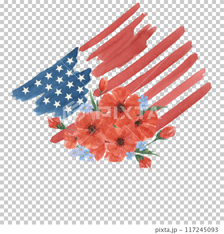 Memorial Day clipart. US flag, red poppy flower, forget-me-not, scorpion grasses . Patriotic hand drawn watercolor home of the brave card, remember and honor banner, commemorative events, flyer, sale Memorial Day clipart. US flag, red poppy flower, forget-me-not, scorpion grasses . Patriotic hand drawn watercolor home of the brave card, remember and honor banner, commemorative events, flyer, sale 117245093